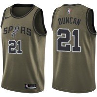 Nike San Antonio Spurs #21 Tim Duncan Green Salute to Service Youth NBA Swingman Jersey