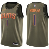 Nike Phoenix Suns #1 Devin Booker Green Salute to Service Youth NBA Swingman Jersey