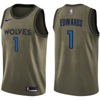 Nike Minnesota Timberwolves #1 Anthony Edwards Green Salute to Service Youth NBA Swingman Jersey