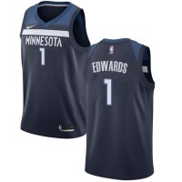 Nike Minnesota Timberwolves #1 Anthony Edwards Navy Blue Youth NBA Authentic Icon Edition Jersey