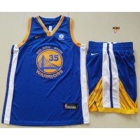 Nike Golden State Warriors #35 Kevin Durant Blue A Set The Finals Patch Youth NBA Swingman Icon Edition Jersey