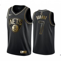 NikeBrooklyn Nets #7 Kevin Durant Men's Black Golden Edition Swingman NBA Jersey