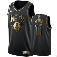 NikeBrooklyn Nets #11 Kyrie Irving Men's Black Golden Edition Swingman NBA Jersey
