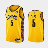 BrooklynBrooklyn Nets #5 Jason Kidd Men's Nike Yellow 2019-20 City Edition NBA Jersey
