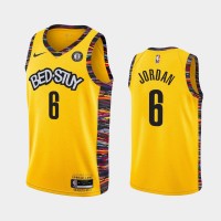 BrooklynBrooklyn Nets #6 Deandre Jordan Men's Nike Yellow 2019-20 City Edition NBA Jersey