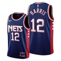 BrooklynBrooklyn Nets #12 Joe Harris Men's 2021-22 City Edition Throwback 90s Wordmark Navy NBA Jersey