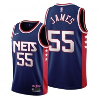 BrooklynBrooklyn Nets #55 Mike James Men's 2021-22 City Edition Throwback 90s Wordmark Navy NBA Jersey