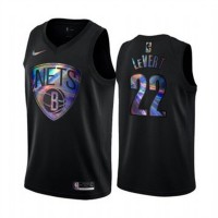 NikeBrooklyn Nets #22 Caris LeVert Men's Iridescent Holographic Collection NBA Jersey - Black
