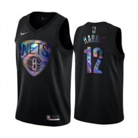 NikeBrooklyn Nets #12 Joe Harris Men's Iridescent Holographic Collection NBA Jersey - Black