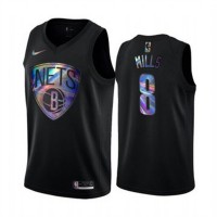 NikeBrooklyn Nets #8 Patty Mills Men's Iridescent Holographic Collection NBA Jersey - Black