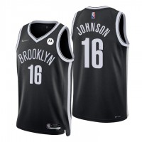 NikeBrooklyn Nets #16 James Johnson Black Men's 2021-22 NBA 75th Anniversary Diamond Swingman Jersey - Icon Edition