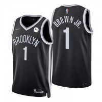 NikeBrooklyn Nets #1 Bruce Brown Jr. Black Men's 2021-22 NBA 75th Anniversary Diamond Swingman Jersey - Icon Edition