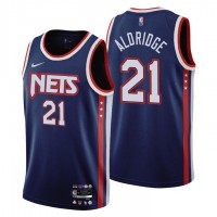 BrooklynBrooklyn Nets #21 Lamarcus Aldridge Men's Nike Navy 2021/22 Swingman NBA Jersey - City Edition