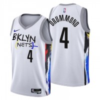 NikeBrooklyn Nets #4 Andre Drummond Men's 2022-23 City Edition NBA Jersey - Cherry Blossom White