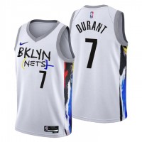 NikeBrooklyn Nets #7 Kevin Durant Men's 2022-23 City Edition NBA Jersey - Cherry Blossom White