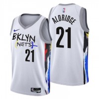 NikeBrooklyn Nets #21 LaMarcus Aldridge Men's 2022-23 City Edition NBA Jersey - Cherry Blossom White