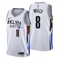 NikeBrooklyn Nets #8 Patty Mills Men's 2022-23 City Edition NBA Jersey - Cherry Blossom White