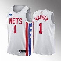 NikeBrooklyn Nets #1 T.J. Warren White NBA 2022-23 Men's Classic Edition Jersey