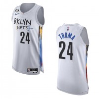 BrooklynBrooklyn Nets #24 Cam Thomas Nike White 2022-23 Authentic Jersey - City Edition