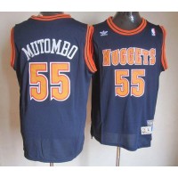 Denver Nuggets #55 Dikembe Mutombo Dark Blue Swingman Throwback Stitched NBA Jersey