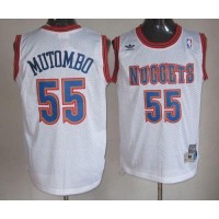 Denver Nuggets #55 Dikembe Mutombo White Swingman Throwback Stitched NBA Jersey