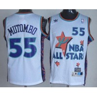 Denver Nuggets #55 Dikembe Mutombo White 1995 All-Star Throwback Stitched NBA Jersey