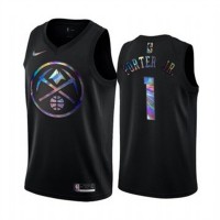 Nike Denver Nuggets #1 Michael Porter Jr. Men's Iridescent Holographic Collection NBA Jersey - Black