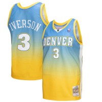 Denver Denver Nuggets #3 Allen Iverson Mitchell & Ness Men's Yellow/Blue 2006/07 Hardwood Classics Fadeaway Swingman Player Jersey
