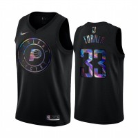 Nike Indiana Pacers #33 Myles Turner Men's Iridescent Holographic Collection NBA Jersey - Black