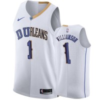 Nike New Orleans Pelicans #1 Zion Williamson Men's Duke White Split NBA Jersey