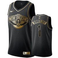 Nike New Orleans Pelicans #1 Zion Williamson Men's Black Golden Edition Swingman NBA Jersey