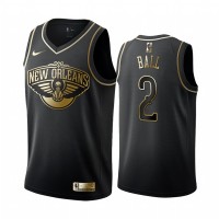 Nike New Orleans Pelicans #2 Lonzo Ball Men's Black Golden Edition Swingman NBA Jersey