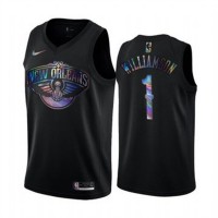 Nike New Orleans Pelicans #1 Zion Williamson Men's Iridescent Holographic Collection NBA Jersey - Black