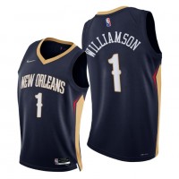 Nike New Orleans Pelicans #1 Zion Williamson Men's 2021-22 75th Diamond Anniversary NBA Jersey Navy