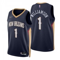 Nike New Orleans Pelicans #1 Zion Williamson Navy Men's 2021-22 NBA 75th Anniversary Diamond Swingman Jersey - Icon Edition