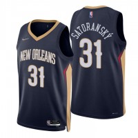 Nike New Orleans Pelicans #31 Tomas Satoransky Navy Men's 2021-22 NBA 75th Anniversary Diamond Swingman Jersey - Icon Edition