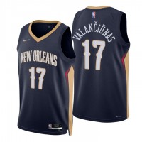 Nike New Orleans Pelicans #17 Jonas Valanciunas Navy Men's 2021-22 NBA 75th Anniversary Diamond Swingman Jersey - Icon Edition