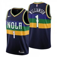 Nike New Orleans Pelicans #1 Zion Williamson Men's 2022-23 City Edition NBA Jersey - Cherry Blossom Navy