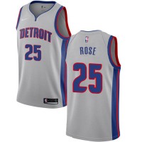 Nike Detroit Pistons #25 Derrick Rose Silver NBA Swingman Statement Edition Jersey