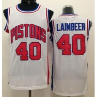 Detroit Pistons #40 Bill Laimbeer White Throwback Stitched NBA Jersey
