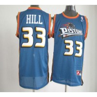 Detroit Pistons #33 Grant Hill Blue Nike Throwback Stitched NBA Jersey