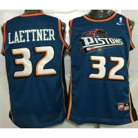 Detroit Pistons #32 Christian Laettner Blue Throwback Stitched NBA Jersey