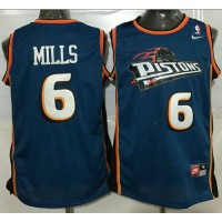 Detroit Pistons #6 Terry Mills Blue Throwback Stitched NBA Jersey