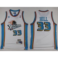 Detroit Pistons #33 Grant Hill White Throwback Stitched NBA Jersey