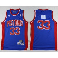Detroit Pistons #33 Grant Hill Blue Throwback Stitched NBA Jersey
