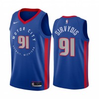 Nike Detroit Pistons #91 Deividas Sirvydis Blue NBA Swingman 2020-21 City Edition Jersey