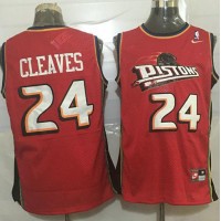 Detroit Pistons #24 Mateen Cleaves Red Nike Throwback Stitched NBA Jersey