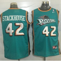 Detroit Pistons #42 Jerry Stackhouse Green Nike Throwback Stitched NBA Jersey
