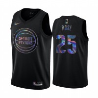 Nike Detroit Pistons #25 Derrick Rose Men's Iridescent Holographic Collection NBA Jersey - Black