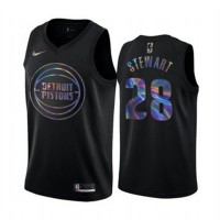 Nike Detroit Pistons #28 Isaiah Stewart Men's Iridescent Holographic Collection NBA Jersey - Black